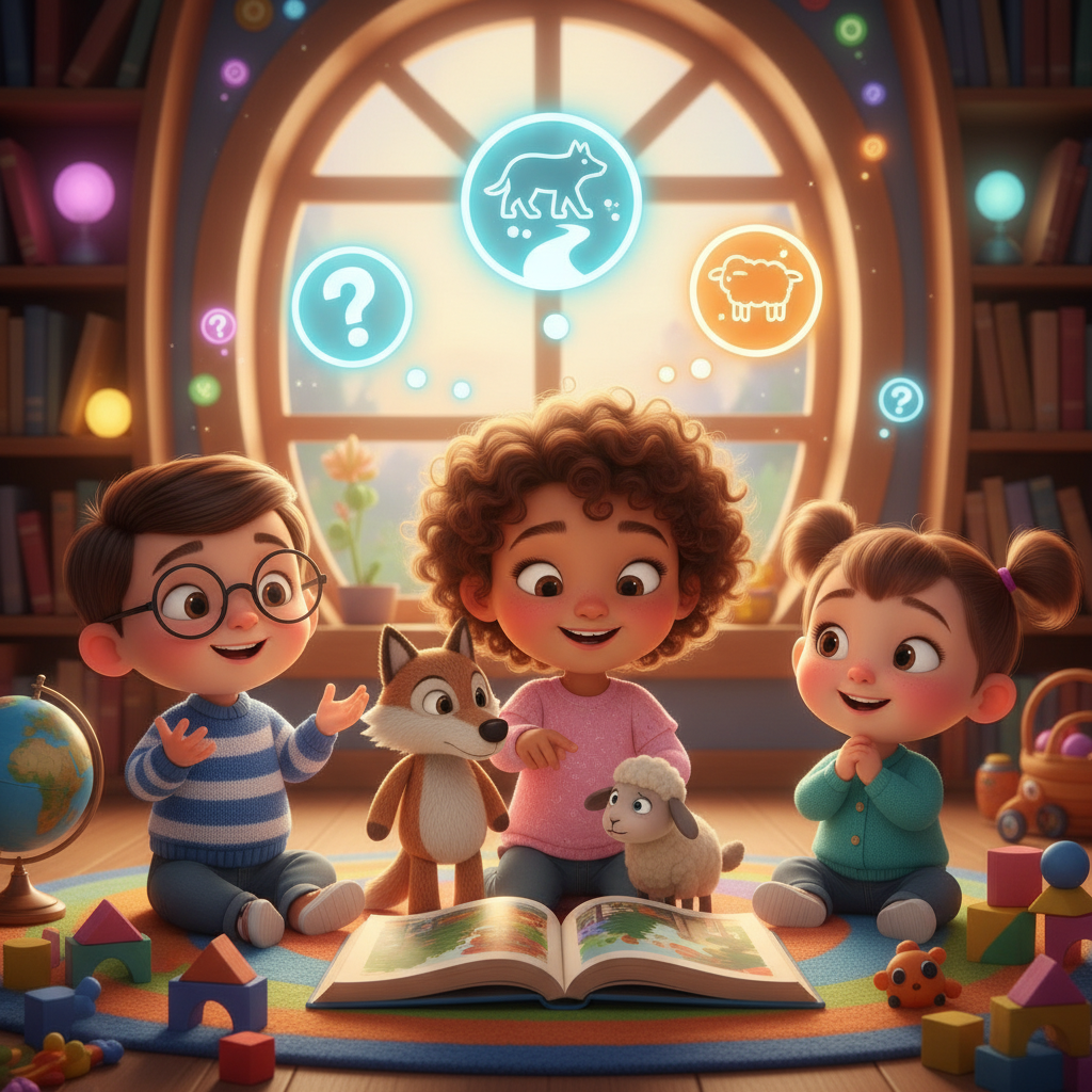 Critical Thinking for Toddlers: Questions to Ask After Reading a Fable - Kids Bedtime Story Illustration