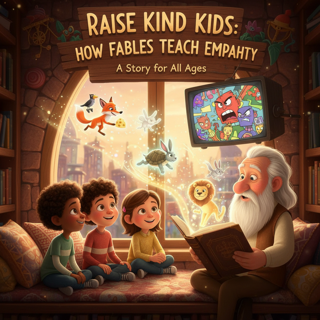 Raise Kind Kids: How Fables Teach Empathy Better Than Cartoons - Kids Bedtime Story Illustration