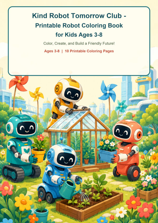 Kind Robot Tomorrow Club printable robot coloring book cover