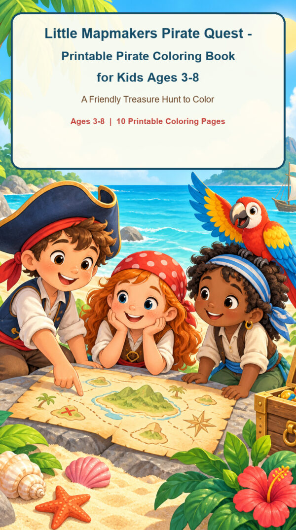 Little Mapmakers Pirate Quest printable pirate coloring book cover