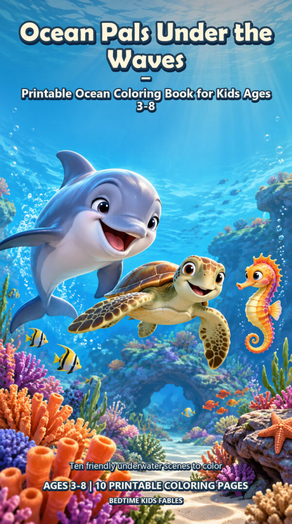 Ocean Pals Under the Waves - Printable Ocean Coloring Book for Kids Ages 3-8 cover