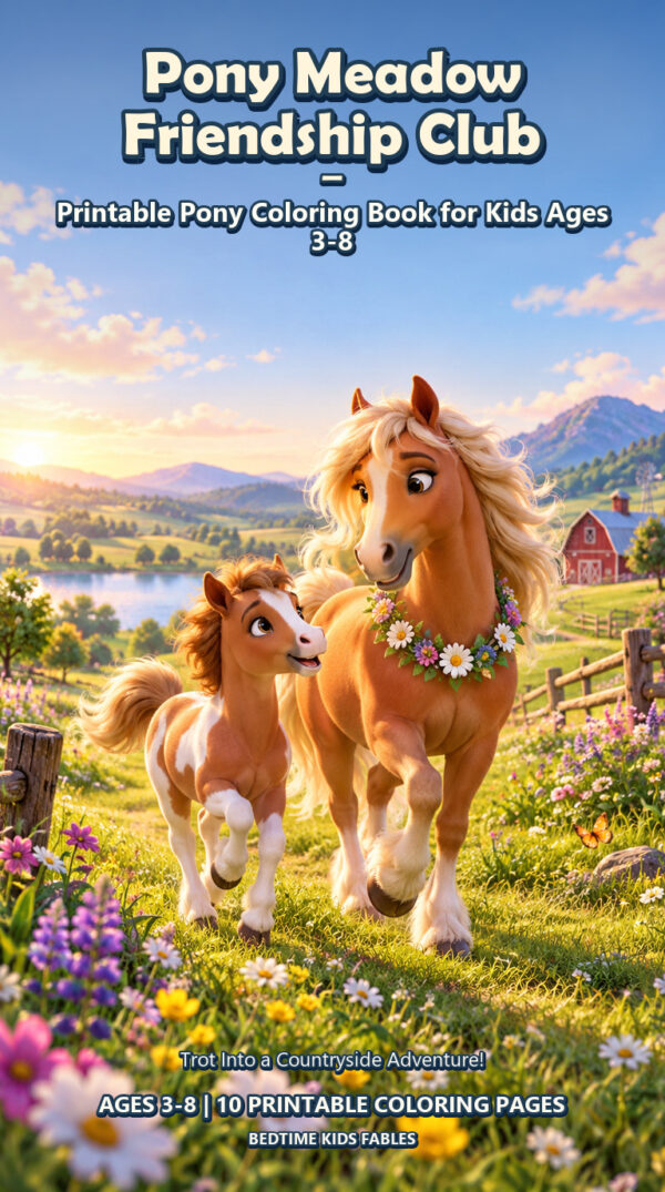 Pony Meadow Friendship Club - Printable Pony Coloring Book for Kids Ages 3-8 cover