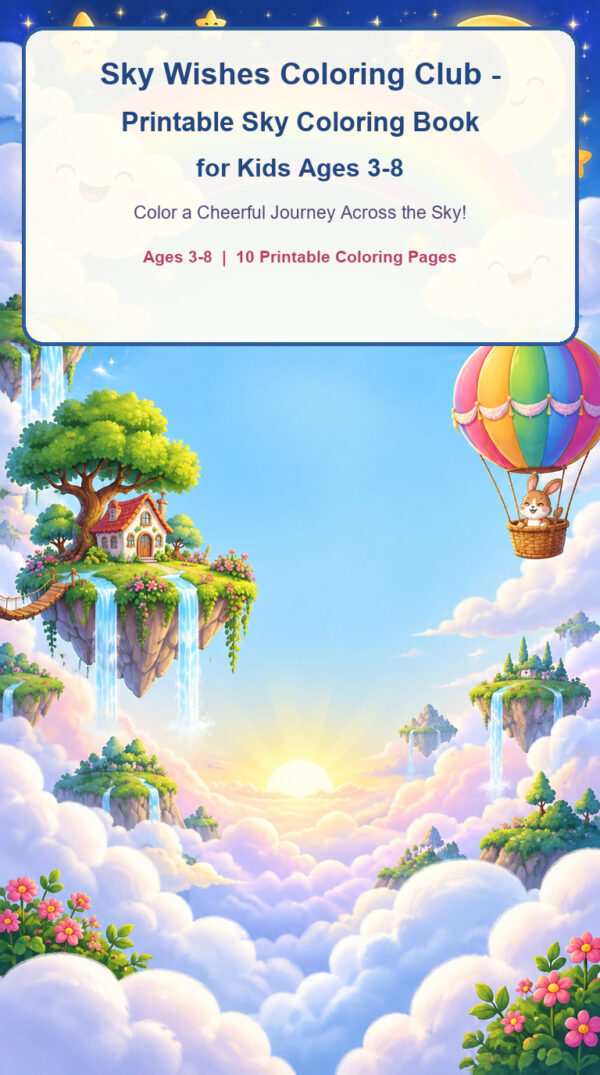 Sky Wishes Coloring Club - Printable Sky Coloring Book for Kids Ages 3-8