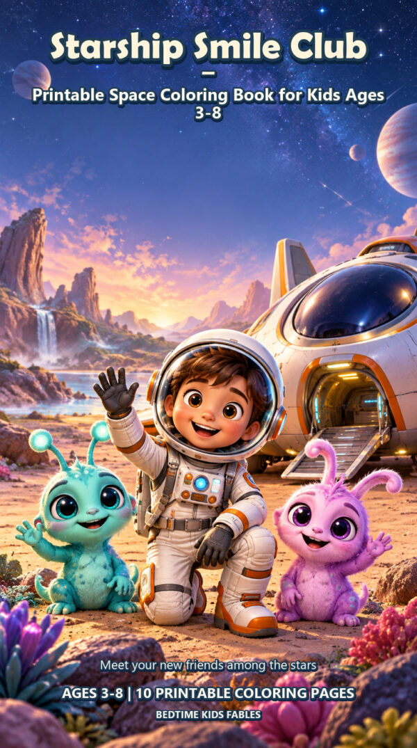 Starship Smile Club - Printable Space Coloring Book for Kids Ages 3-8 cover