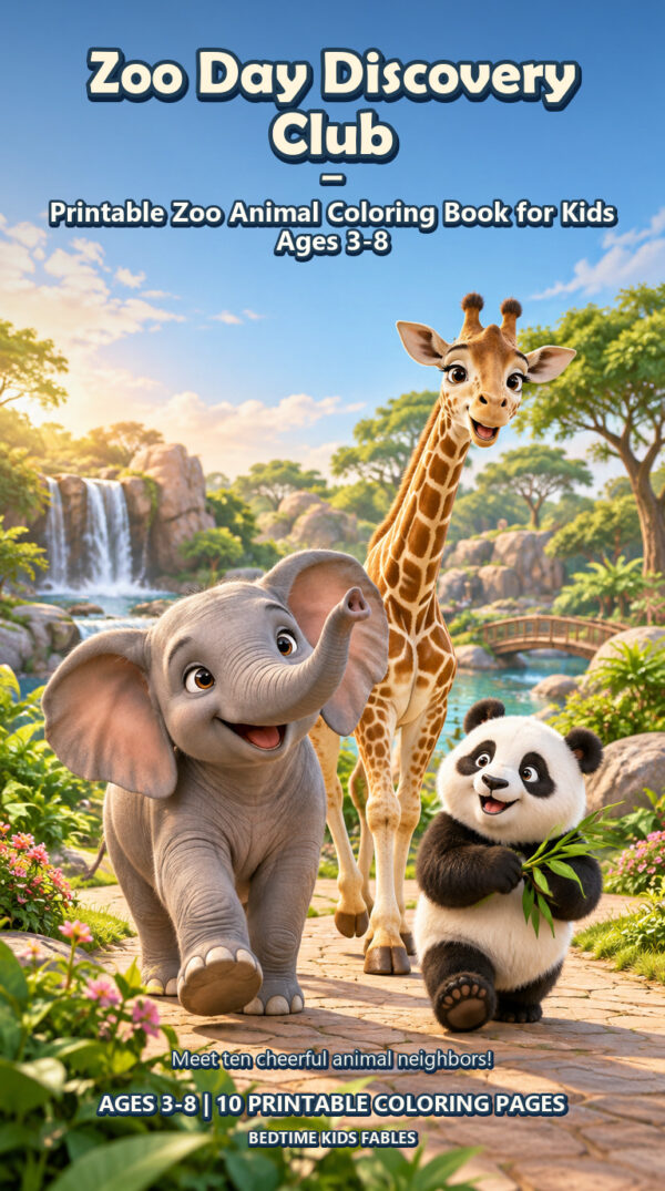 Zoo Day Discovery Club - Printable Zoo Animal Coloring Book for Kids Ages 3-8 cover